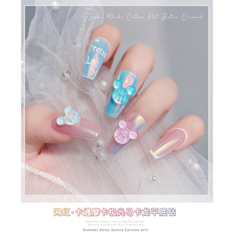 Set 20 Phụ Kiện Trang Trí Móng Tay 3D Hình Cá Heo Hoạt Hình Màu Macaron Xinh Xắn