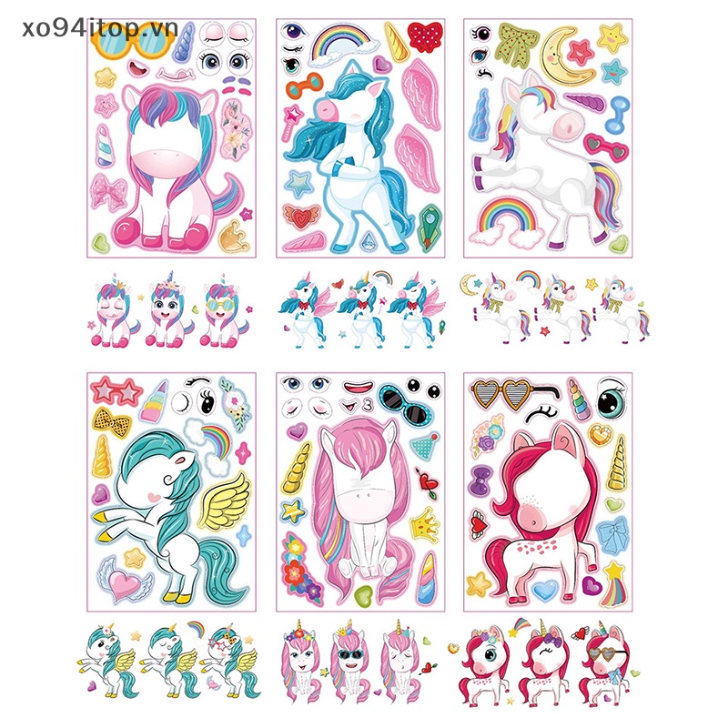 Set 6 Sticker Kỳ Lân Dán Trang Trí Dễ Thương