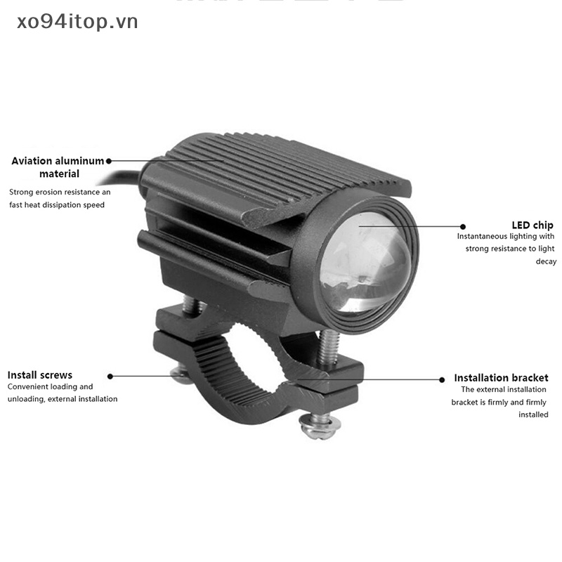 Set 1 / 2 Đèn Pha LED 9-85V Ánh Sáng Trắng / Vàng Dành Cho Xe Mô Tô