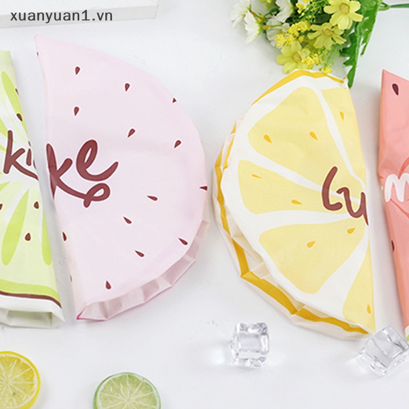 Mũ Trùm Tóc Khi Tắm Chống Thấm Nước Họa Tiết Trái Cây Hoạt Hình Dễ Thương