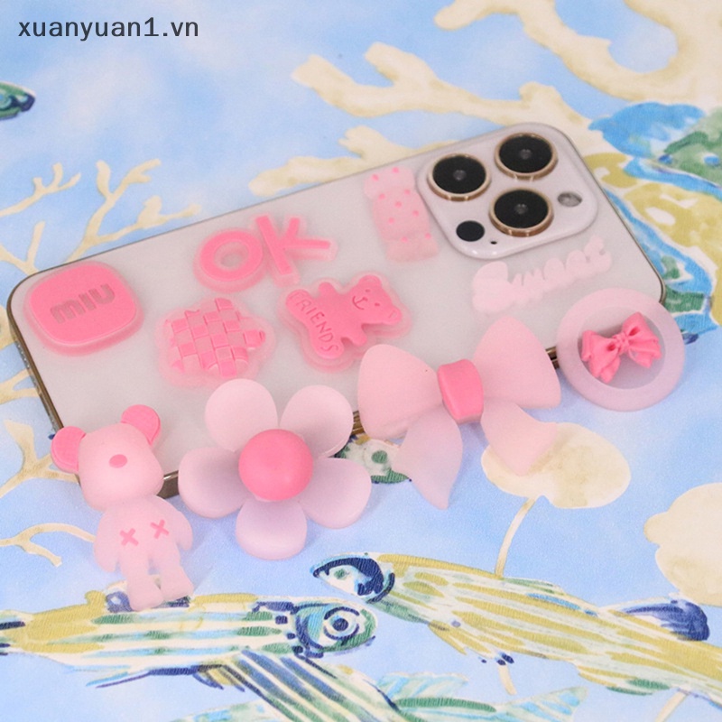 Set 5 Miếng Dán PVC Mềm Màu Hồng Dạ Quang Dùng Để Trang Trí Ốp Điện Thoại DIY