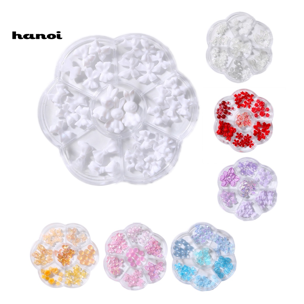 1 Hộp Phụ Kiện Trang Trí Móng Tạo Hiệu Ứng 3D Hình Nơ Xinh Xắn