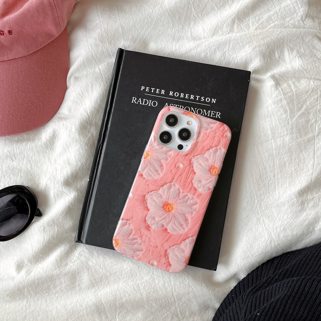 Ốp Điện Thoại IMD Hai Mặt Chống Sốc Họa Tiết Hoa Màu Hồng Cho Apple IPhone 14 13 12 11 Pro Max