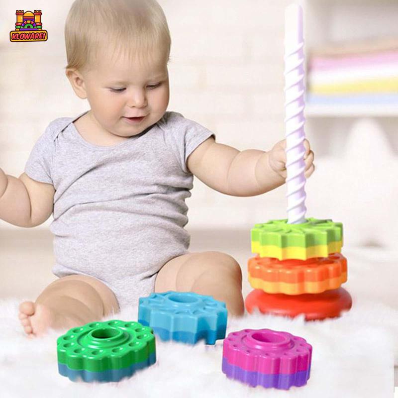 Predolo  Đồ Chơi Vòng Xếp Chồng Montessori Màu Cầu Vồng Giáo Dục Sớm Cho Trẻ Em