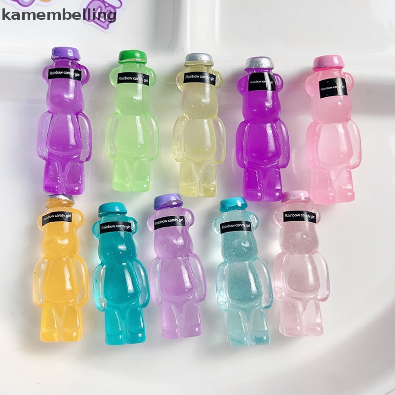 Kamembelling Bộ 5 Phụ Kiện Trang Trí Điện Thoại Hình Gấu Dạ Quang Bằng Nhựa Resin DIY