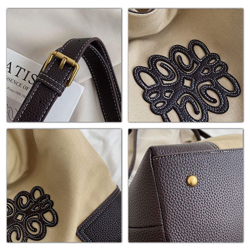 Túi tote Đeo Vai / Đeo Chéo Một Bên Vai Bằng Vải Bạt Sức Chứa Lớn Cho Nữ