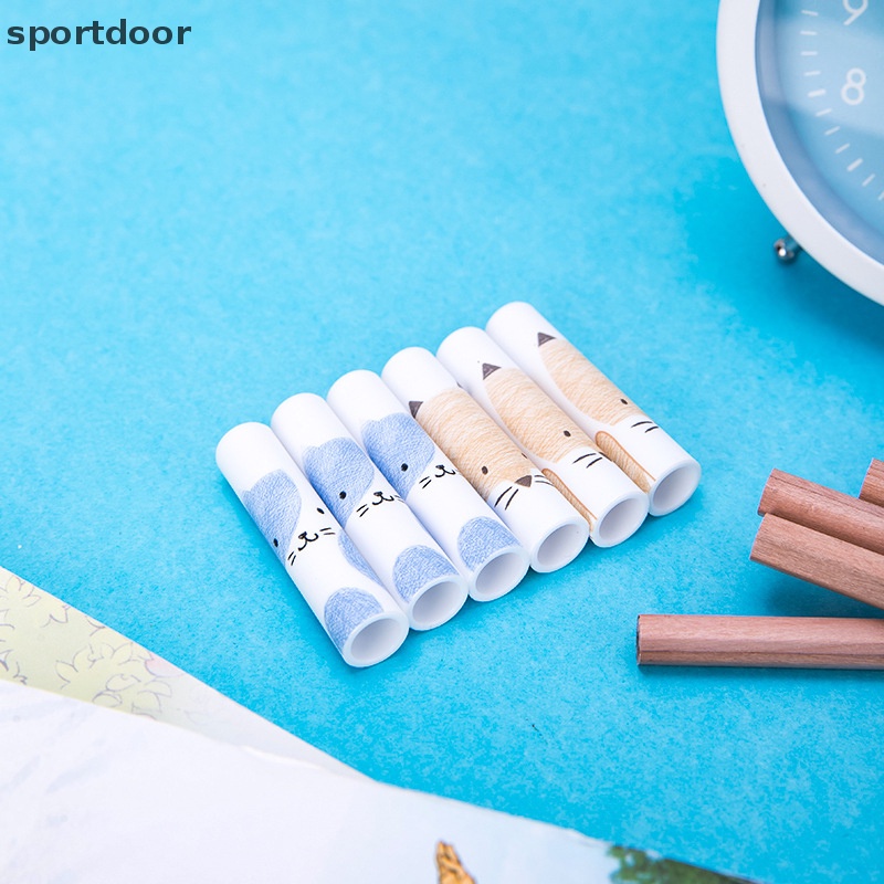 Set 6 Nắp Đậy Bút Chì Hình Mèo Dễ Thương Phong Cách Hàn Quốc