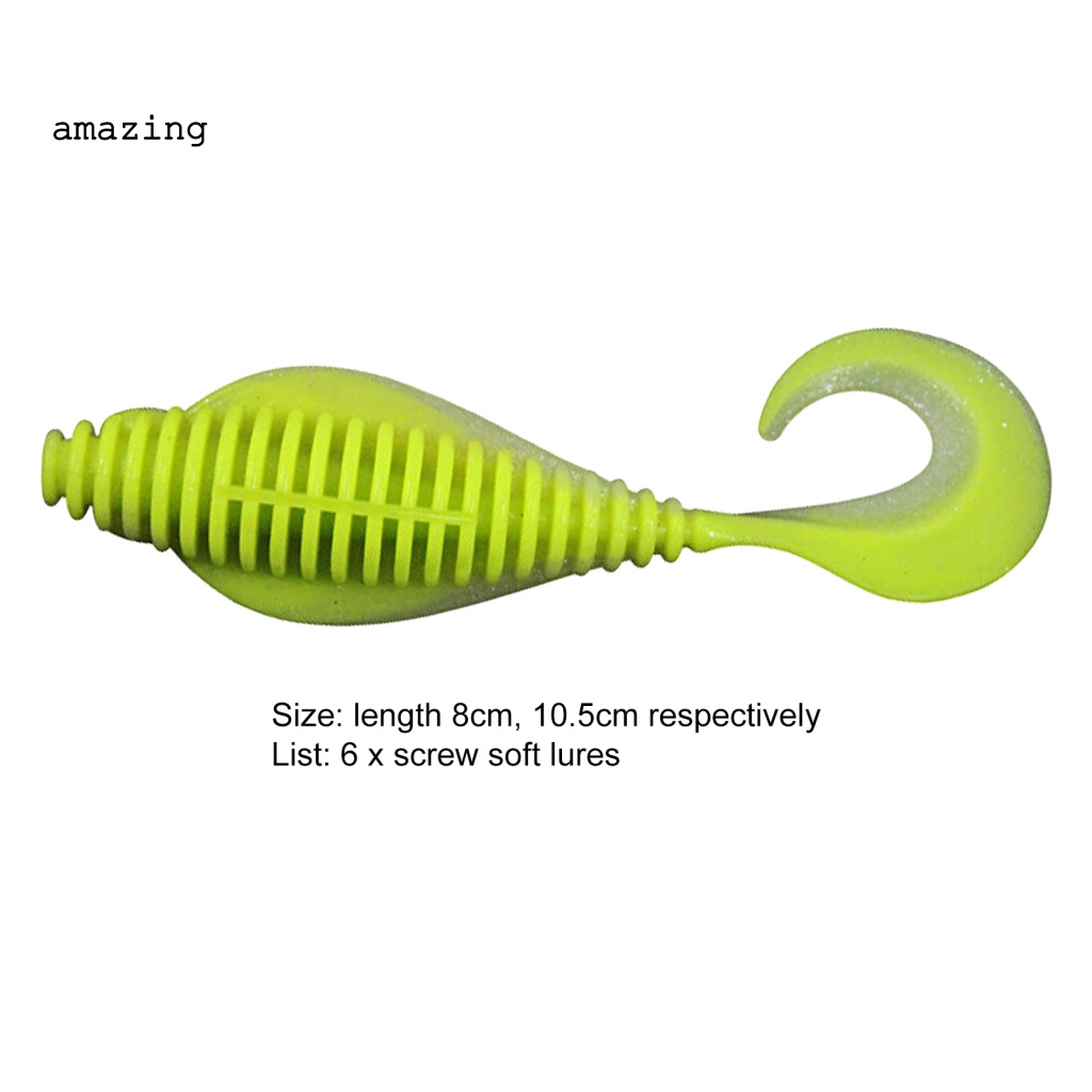6 Mồi Giun Giả Câu Cá 8cm / 10.5cm Nhiều Màu Sắc Có Thể Tái Sử Dụng