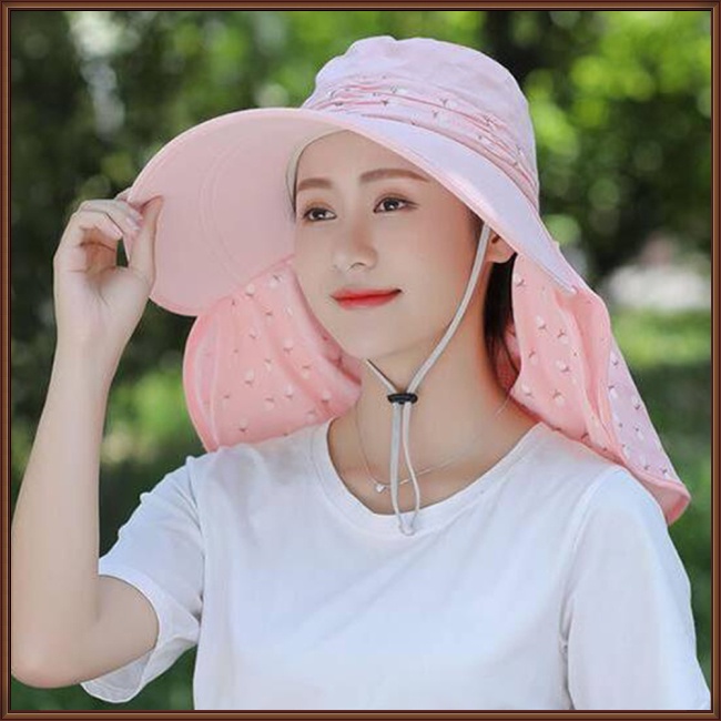 Mũ Rộng Vành Kèm Khẩu Trang Chống Tia UV Thiết Kế Thoáng Khí Thời Trang Mùa Hè Cho
