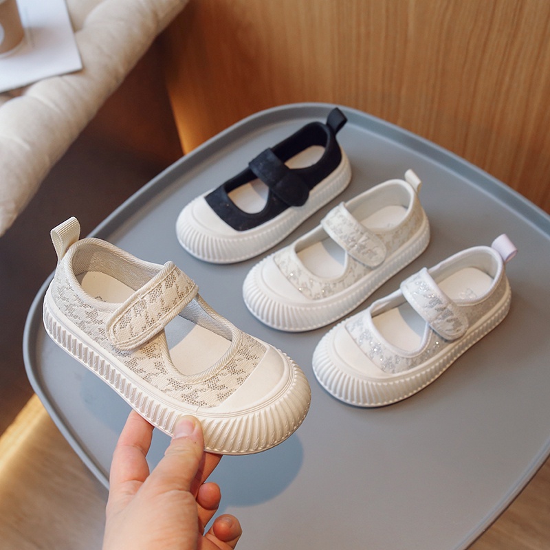 Giày Canvas Mùa Hè 2023 Dạng Lưới Mềm Có Móc & Vòng Tròn Thông Dụng Thời Trang Cho Bé Trai Và Bé Gái