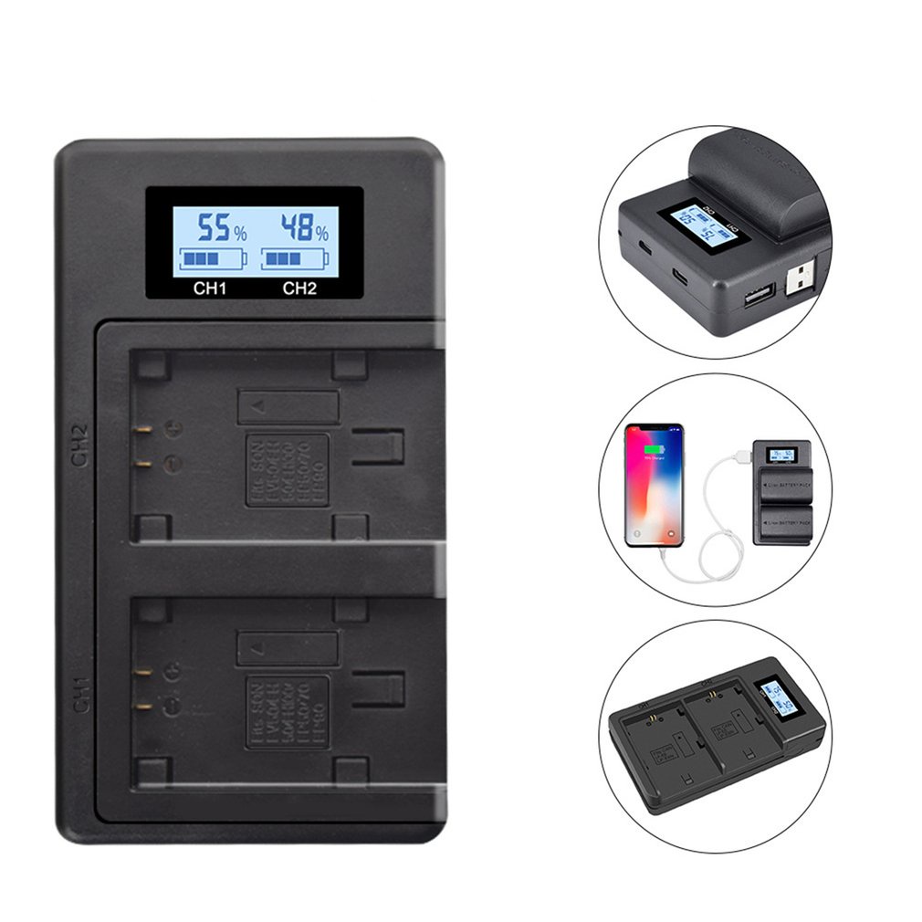 Durable Lcd Smart Digital Charger Np-Fh70 Can Be Charged Fv90 Fv70 Fh100 Fv100 Fh50 Display 5V [Q/13]