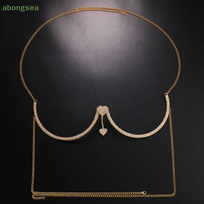 Abongsea Dây Xích Đeo Áo Ngực Đính Đá Hình Trái Tim Gợi Cảm Hỗ Trợ Ngực Cho Nữ Đi Tiệc Bikini