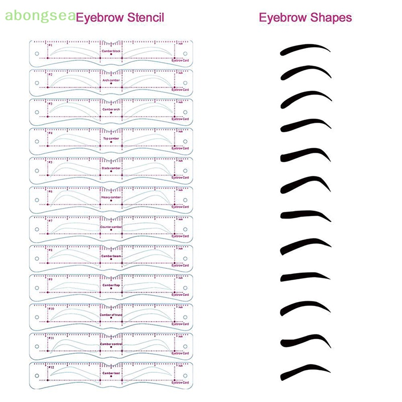 Set 12 Thẻ Khuôn Hỗ Trợ Vẽ Lông Mày Tái Sử Dụng Tiện Lợi