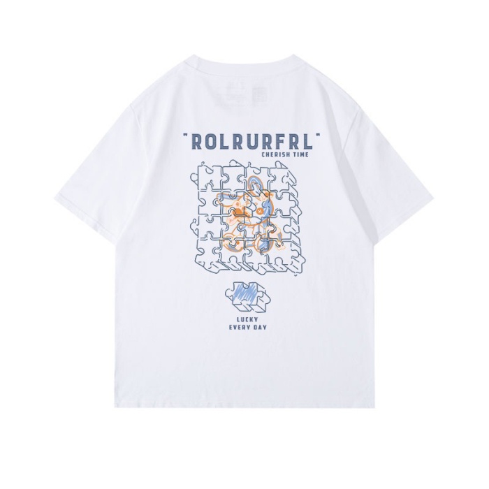 Áo Thun 100% Cotton Tay Ngắn Cổ Tròn In Họa Tiết Phong Cách Hàn Quốc Cho Nữ