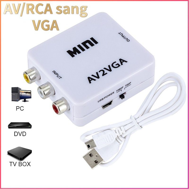 Bộ chuyển đổi AV sang VGA, chuyển tín hiệu AV to VGA - RCAsang VGA