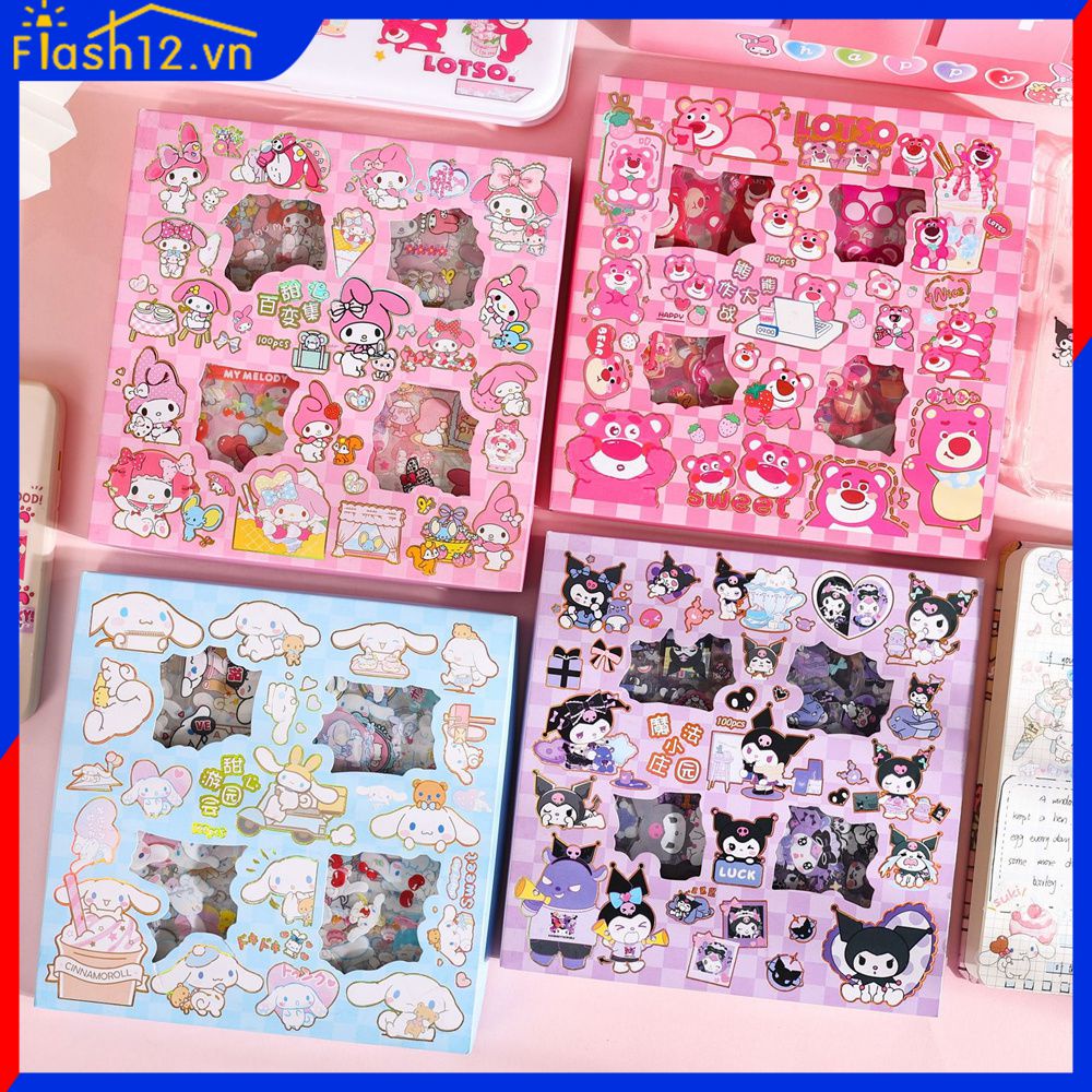 Sanrio nhãn dán tài khoản tay hoạt hình Bộ Thẻ GOO PVC tài khoản tay trẻ em sáng tạo Mèo Hello Kitty Kuromi My Melody Đáng Yêu Trang Trí Laptop