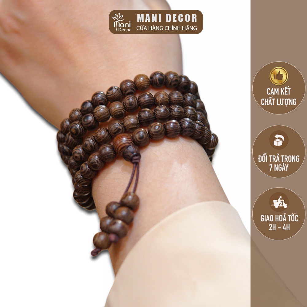 Chuỗi đeo tay, vòng phong thuỷ 108 hạt, gỗ Mân đuôi công, gỗ Hương đeo thời trang size 6 -giadung0001 tỵkulioiu