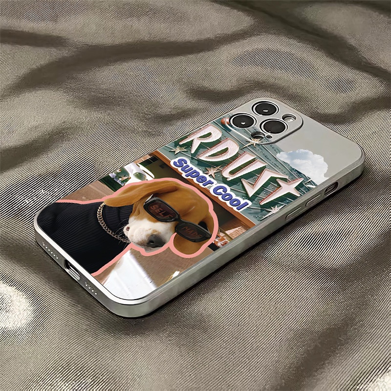 Ốp Điện Thoại TPU Silicone Mềm Mạ Điện Chống Sốc In Hình Chó Mèo Cho IPhone 14 13 11 12 Pro Max XS XR X 8 + 7 6S Plus