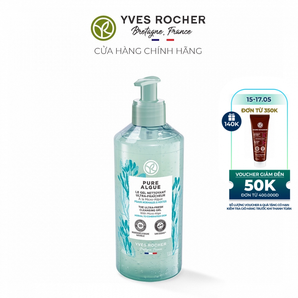Gel rửa mặt Yves Rocher Pure Algue Cleansing Gel 390ml