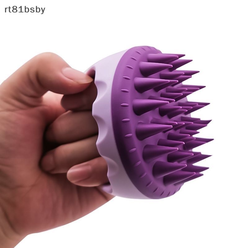 Bàn Chải Gội Đầu Mát Xa Da Đầu Bằng Silicon Mềm Hình Tròn Cầm Tay Tiện Lợi