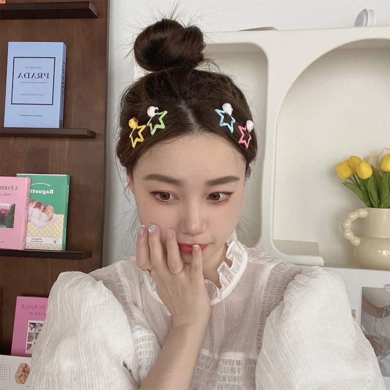 Kẹp Tóc Hình Ngôi Sao Năm Cánh Bằng Kim Loại Màu Kẹo Ngọt Dễ Thương Cho Bé Gái