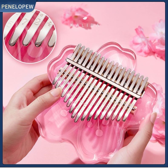 Đàn Kalimba 17 / 21 Phím Hình Hoa Đào Bằng Acrylic Cho Bé