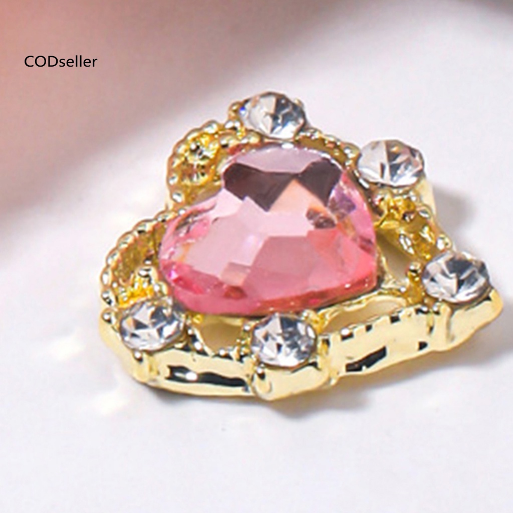 Set 10 Phụ Kiện Trang Trí Móng Tay Hình Vương Miện Trái Tim Lấp Lánh