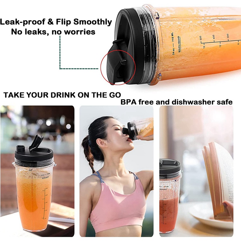 Cốc Trộn 24Oz Có Nắp Đậy Và Cọ Làm Sạch Tương Thích Với Ninja Auto IQ