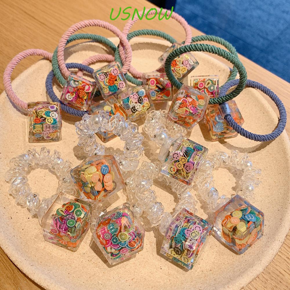 Dây Buộc Tóc Cao Su Co Giãn Mặt Vuông In Họa Tiết Trái Cây Thời Trang Cho Nữ Giá Đ