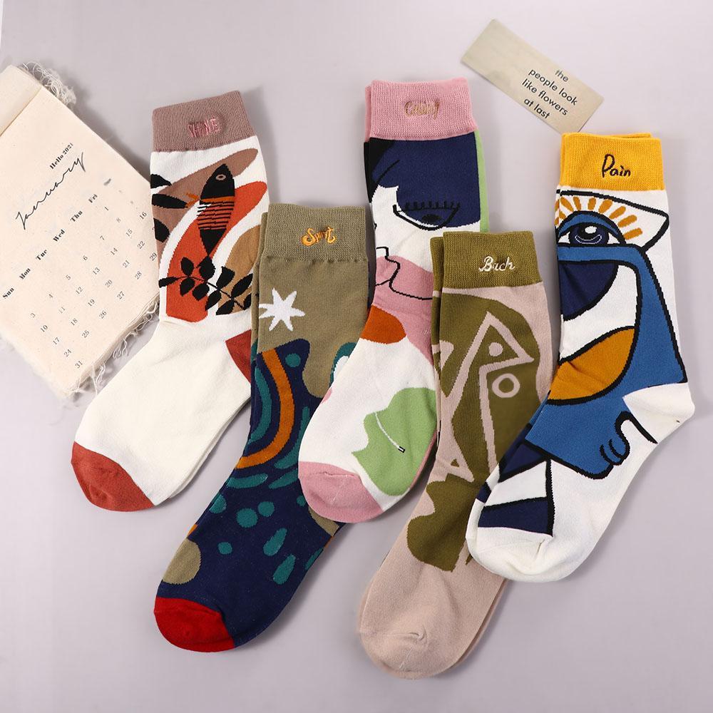 Vớ Cotton Mềm Dày Dặn Thoải Mái In Chữ Phong Cách Harajuku Cho Nữ