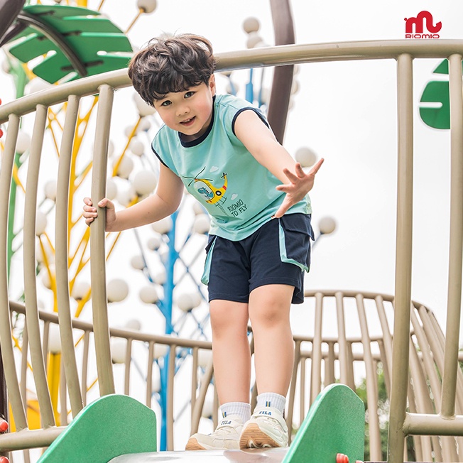 Bộ đồ cotton sát nách bé trai Riomio quần áo trẻ em mùa hè 2,3,4,5,6,7 tuổi mềm mại thoáng mát đi chơi mặc nhà RBT633