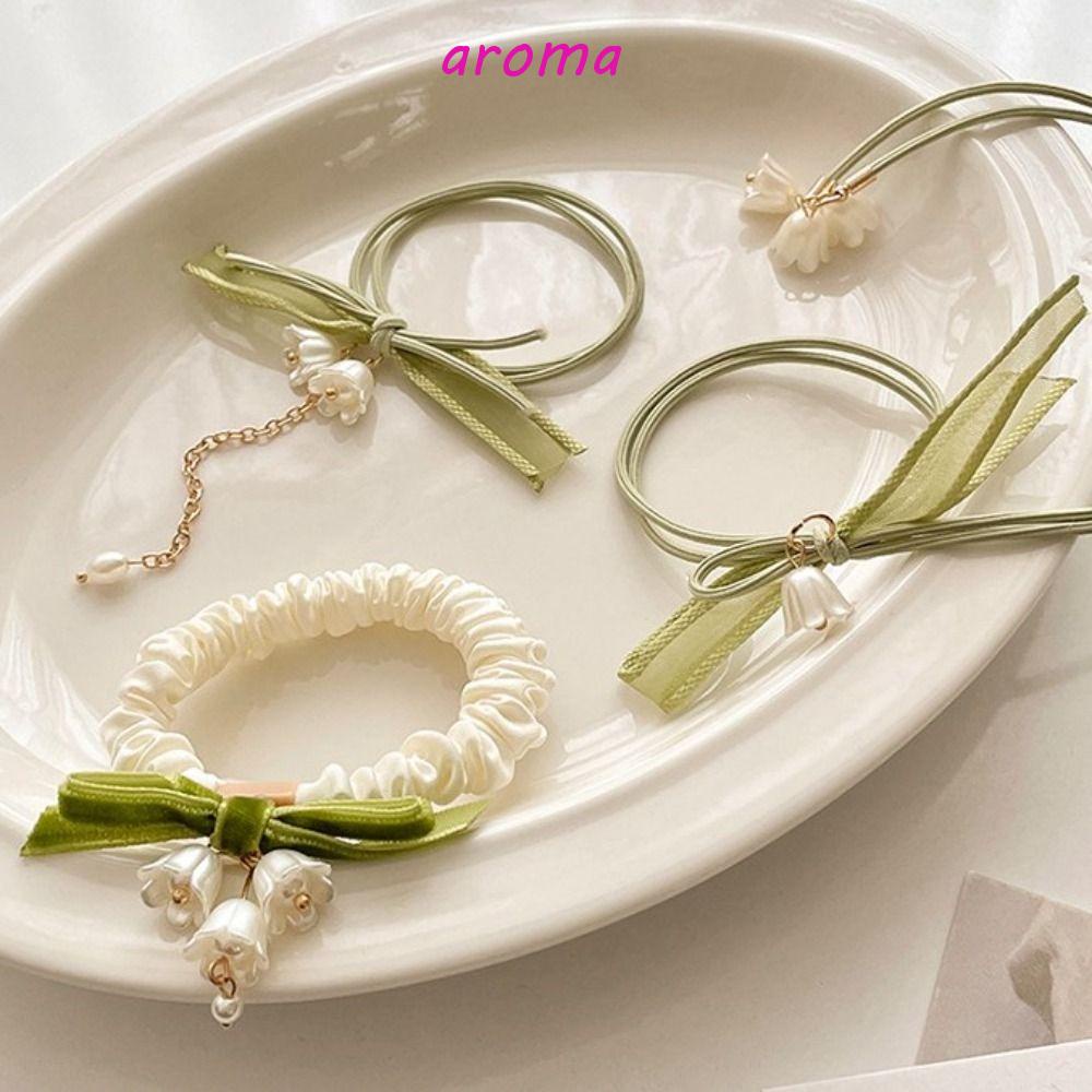 Dây Buộc Tóc Cao Su Co Giãn Chống Trượt Đính Hoa Trắng Thời Trang Mùa Hè