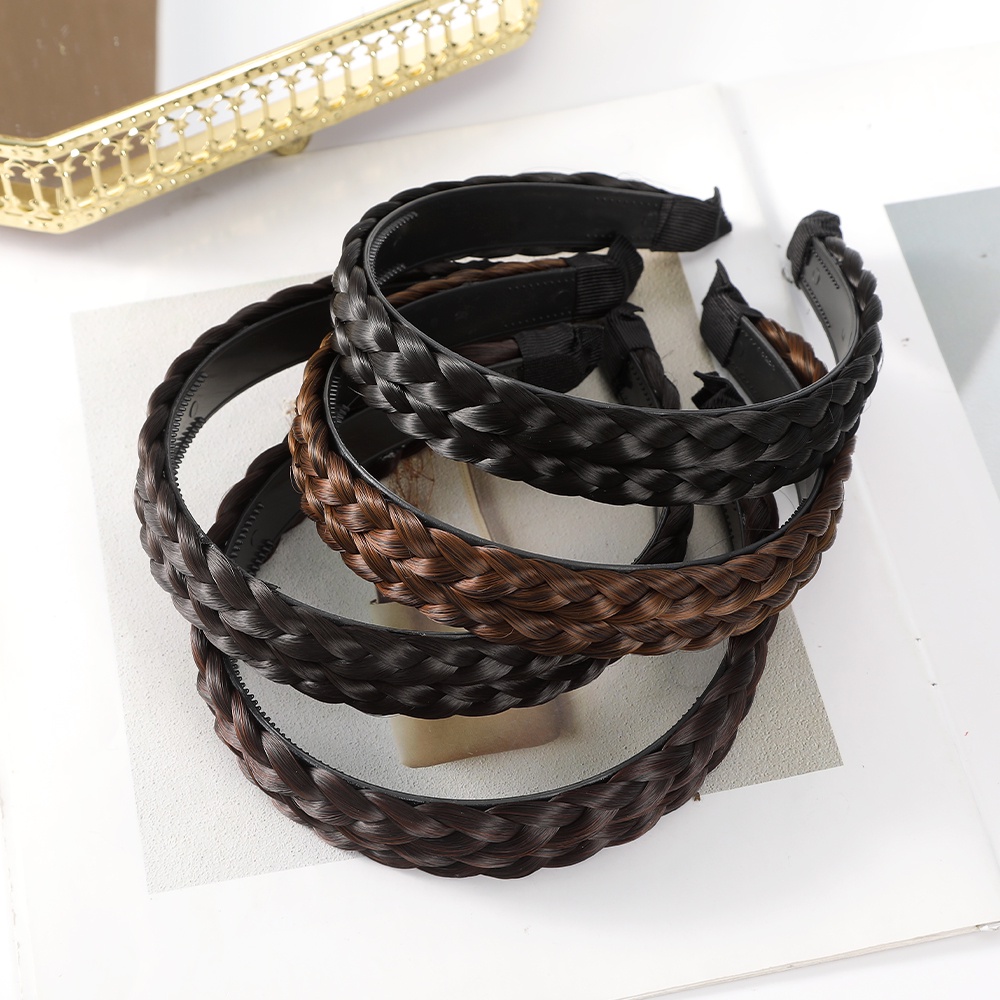 Băng Đô Tóc Giả Thắt Bím Chống Trượt Có Răng Lược Dành Cho Nữ