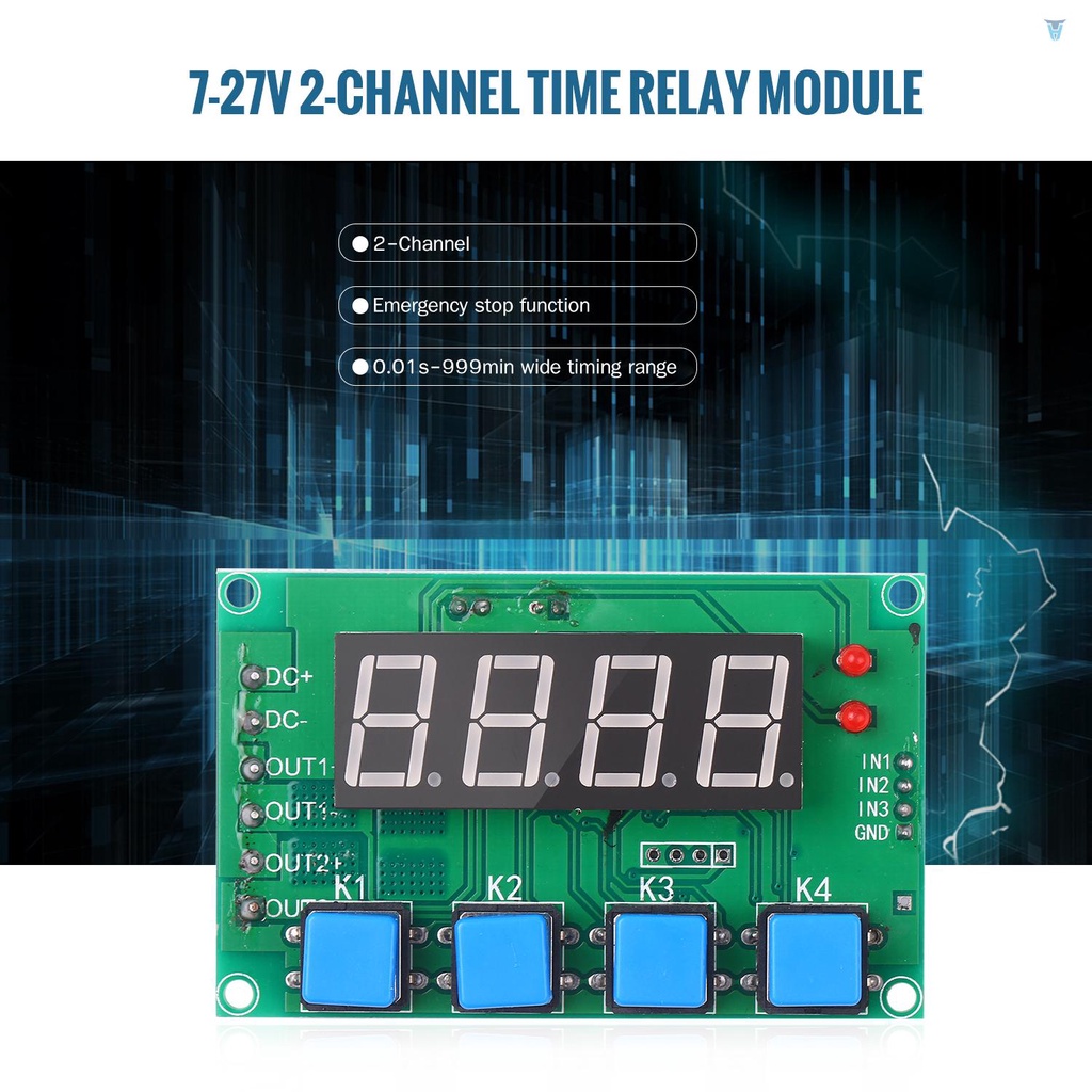 Mô Đun Rơ Le Kỹ Thuật Số 7-27V 2 Kênh Điều Khiển Thời Gian Chu Kỳ Thời Gian 0.01s-999 Phút Cho Nhà Thông Minh