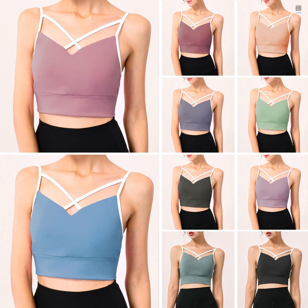 Áo Ngực Thể Thao Dây Chéo Lưng Có Mút Đệm Tháo Rời Được Tiện Lợi Dành Cho Nữ
