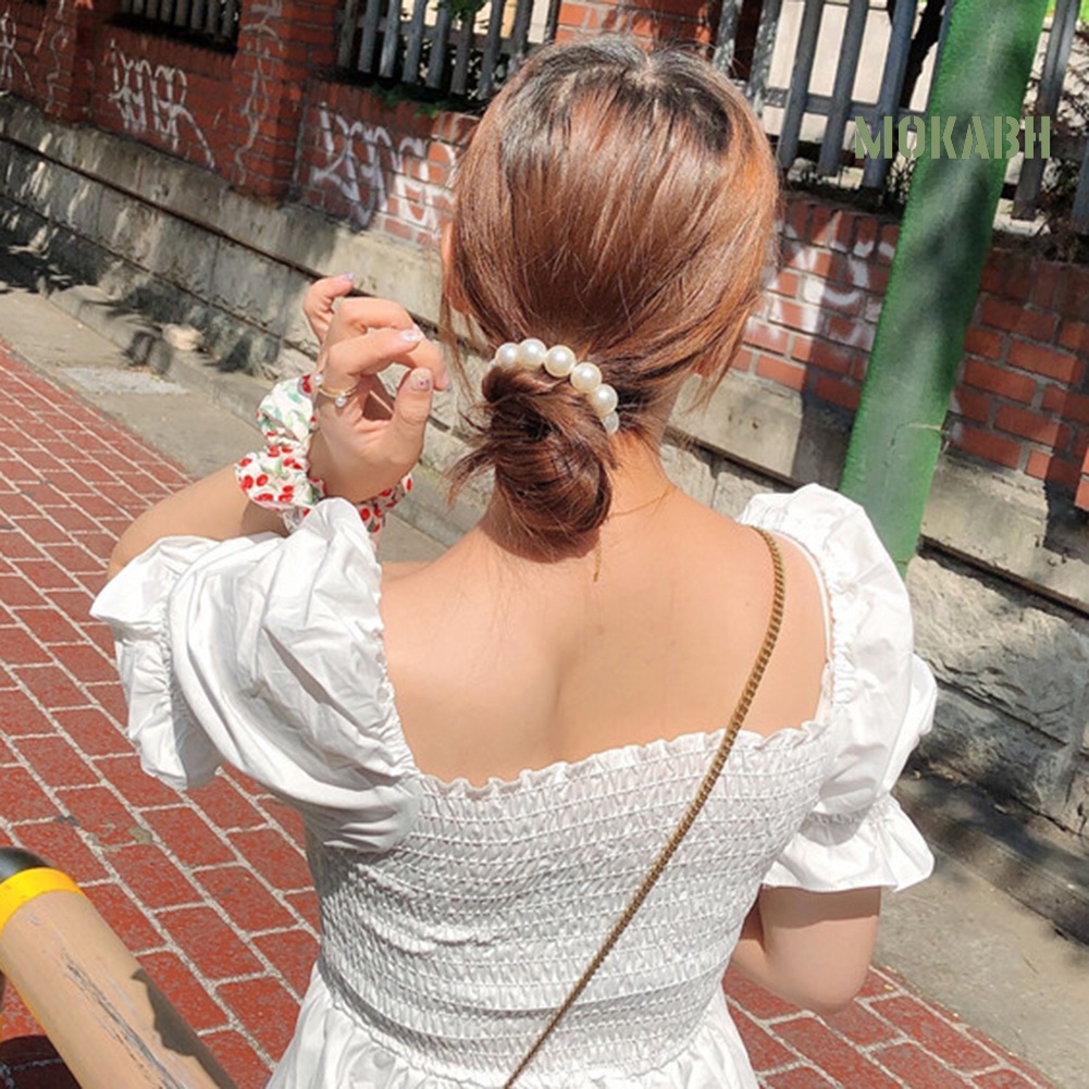 2 Dây Cột Tóc Đính Hạt Ngọc Trai Nhân Tạo Lãng Mạn Thời Trang Cho Nữ