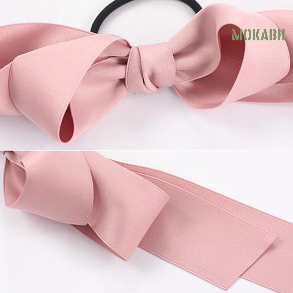 Dây Buộc Tóc Thắt Nơ Hai Lớp Bằng Vải Satin Màu Sắc Ngọt Ngào