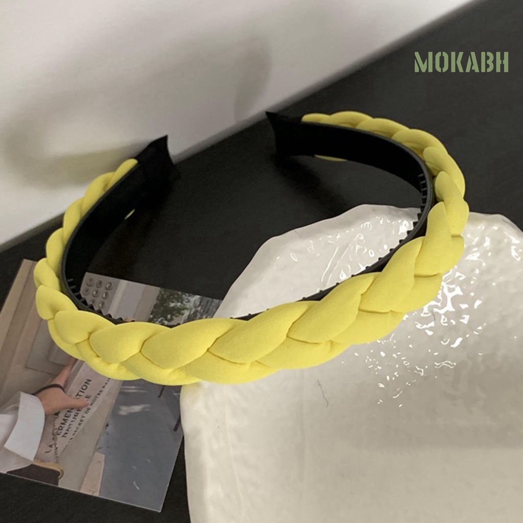 Băng Đô Cài Tóc Dạng Tóc Bện Màu Trơn Chống Trượt Thời Trang Cho Nữ