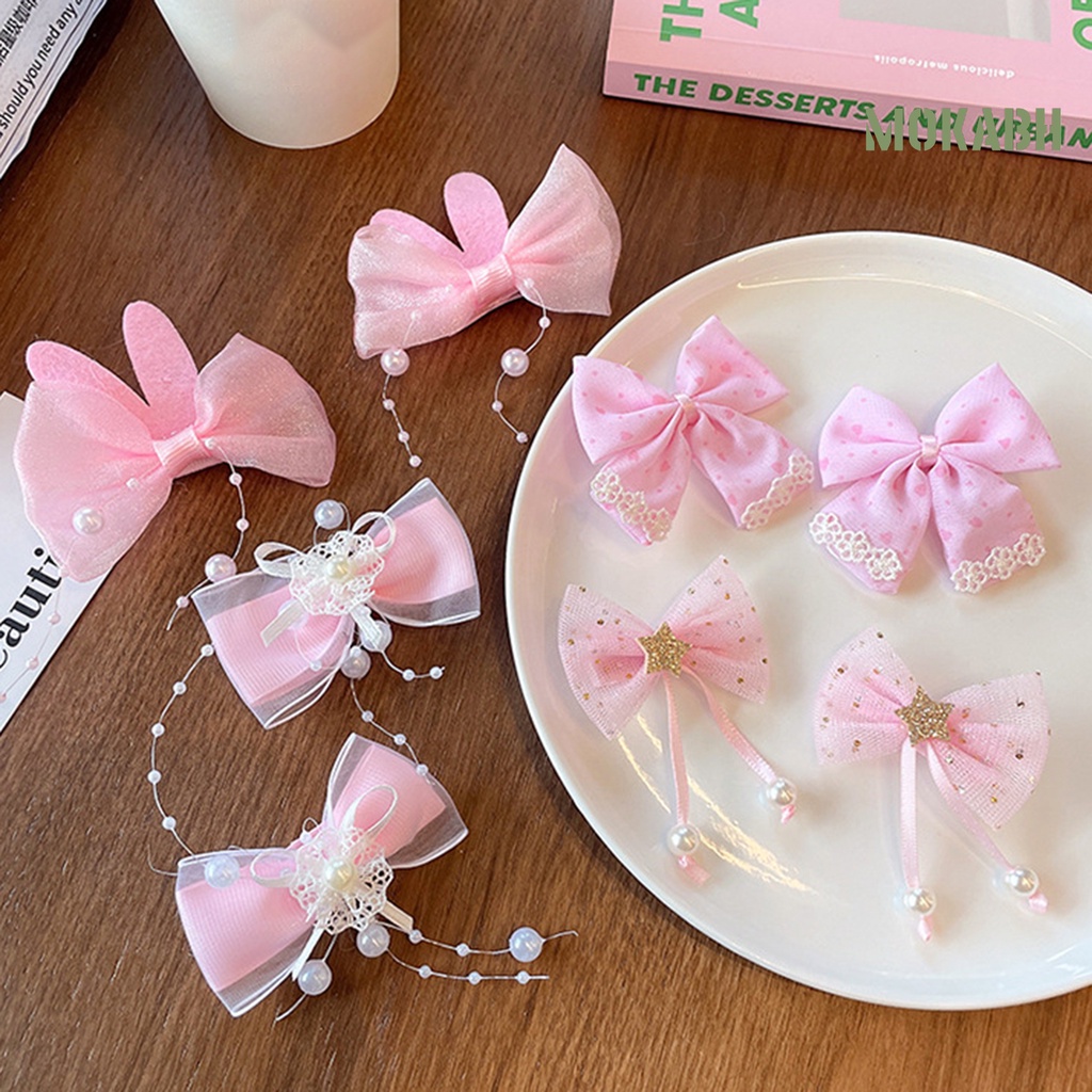 1 Bộ Kẹp Tóc Hình Nơ Mềm Mại Co Giãn Thoải Mái Cho Bé Gái