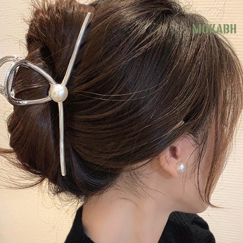 Kẹp Tóc Hình Móng Vuốt Đính Ngọc Trai Giả Thiết Kế Nhẹ Nhàng Co Giãn Thời Trang Cho Nữ