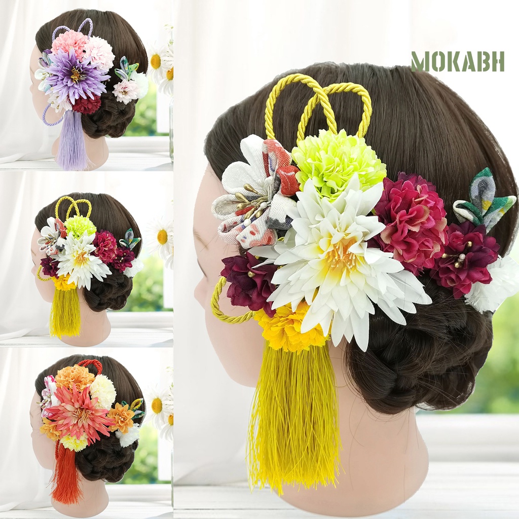 Bộ 2 Kẹp Tóc Họa Tiết Hoa Nhiều Màu Sắc Phong Cách Nhật Bản