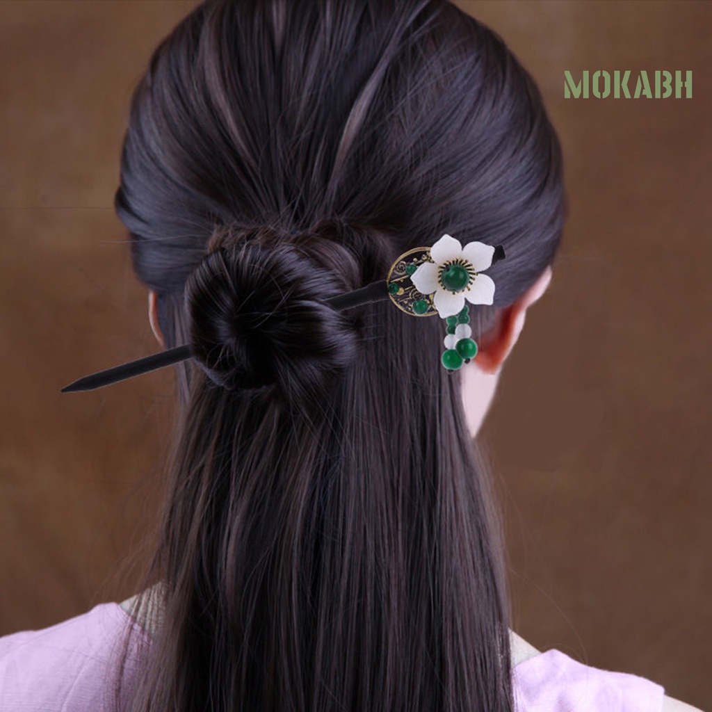 Trâm Cài Tóc Bằng Gỗ Đính Hạt Và Tua Rua Phong Cách Trung Hoa Cổ Điển Cho Nữ