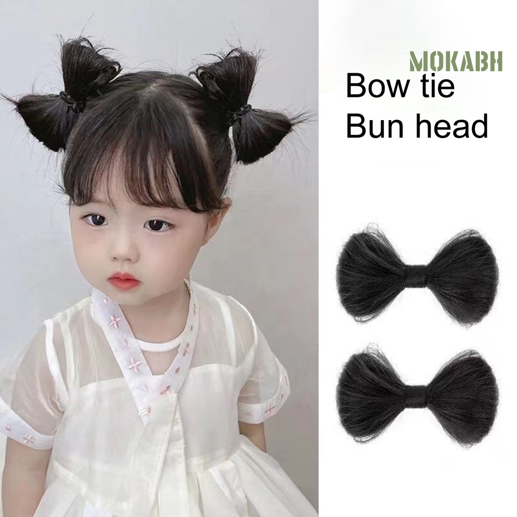 [Mok Abh] Tóc Giả Thắt Nơ Như Thật Mềm Mại Không Tạo Kiểu Tóc Phong Cách Cổ Điển