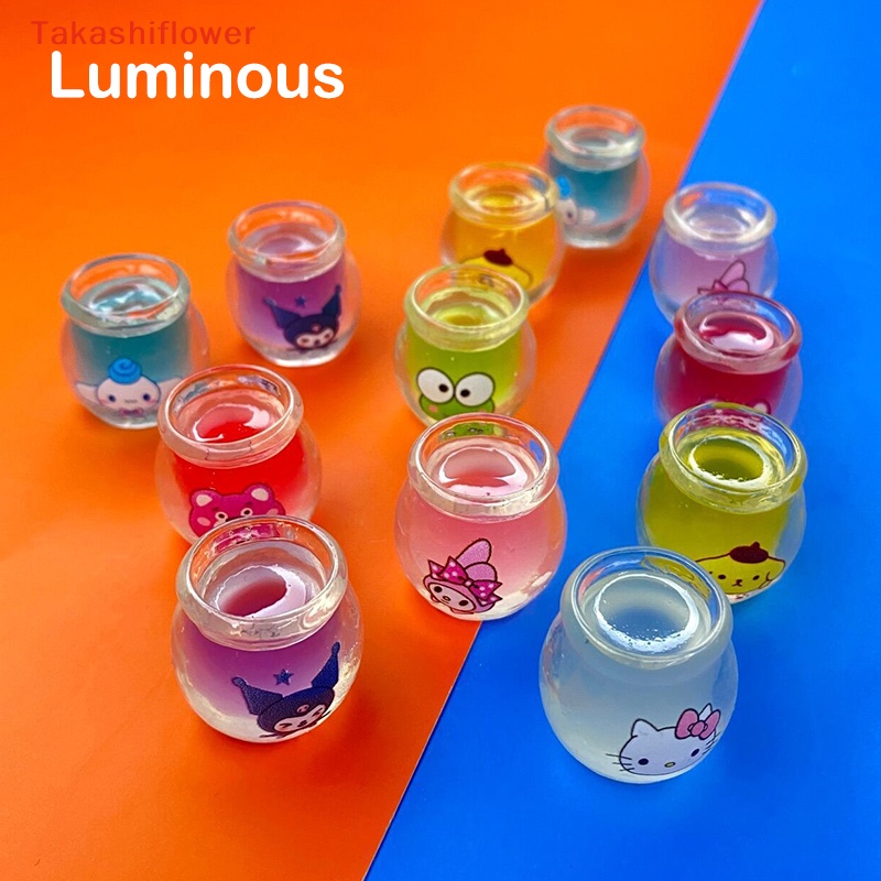 SANRIO Bộ 2 Chậu Mật Ong Mini Bằng Nhựa Phát Quang Dùng Làm Trang Sức Thủ Công DIY