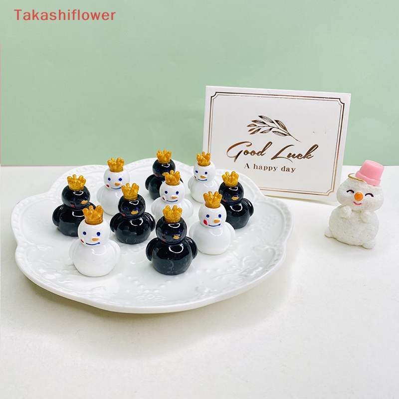 Bộ 5 Đồ trang trí Người Tuyết Hoạt Hình Mini Bằng Nhựa Resin Phát Sáng Dùng Trang Trí