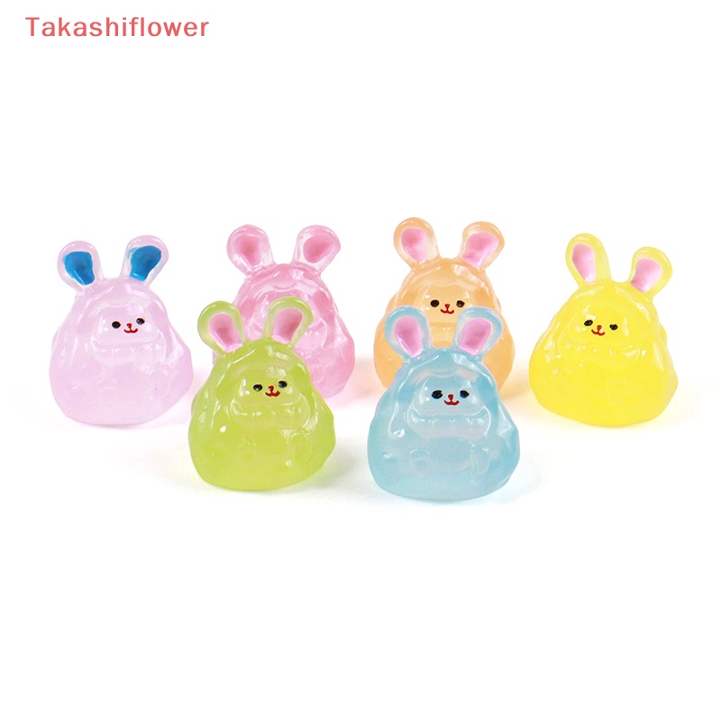 Set 2 Tượng Thỏ Hoạt Hình Mini Phát Sáng Dùng Để Trang Trí