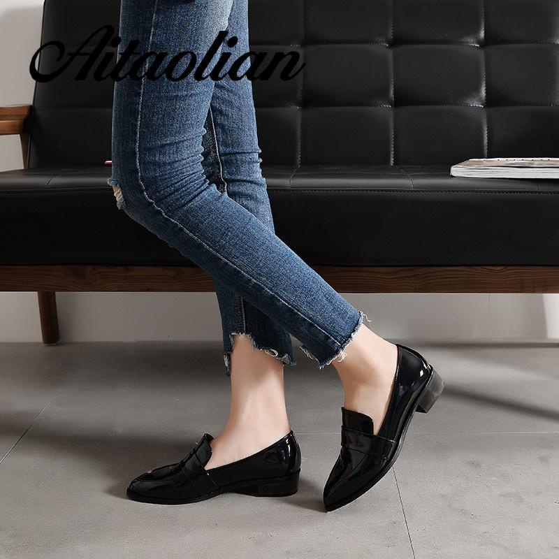 Giày Cao Gót Da Bóng Mũi Nhọn Phong Cách Hàn Quốc