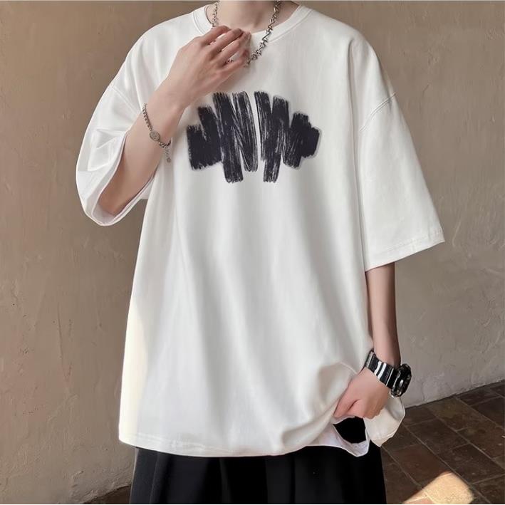 Áo Thun Mùa Hè Dáng Rộng Tay Cộc Thoải Mái 7 Màu Có Kích Thước M-5XL Phong Cách Hong Kong Cho Nam