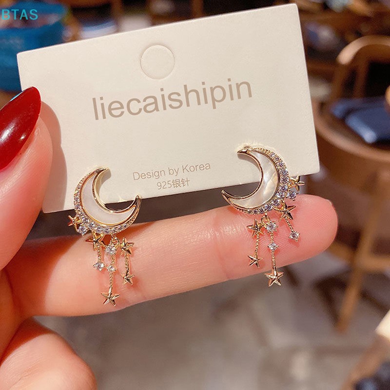 Bông Tai Mặt Trăng Đính Đá Thời Trang Mới 2022 Cho Nữ