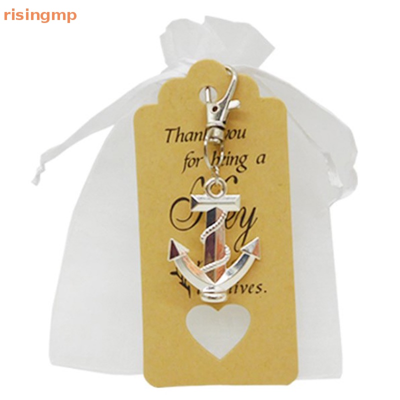 1 Set Móc Khóa Thiết Kế Hình Mỏ Neo Bằng Giấy Kraft Màu Trắng In Chữ Thank You Dùng Làm Quà Tặng Cho Bé / Tiệc Sinh Nhật / Đám Cưới